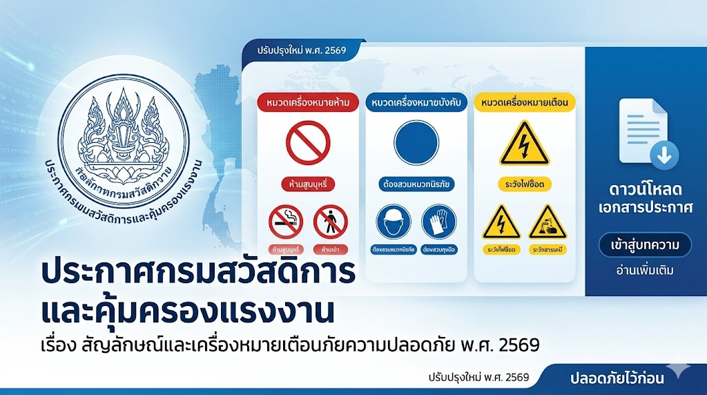 ประกาศกรมสวัสดิการและคุ้มครองแรงงาน เรื่อง สัญลักษณ์และเครื่องหมายเตือนภัยความปลอดภัย พ.ศ. 2569