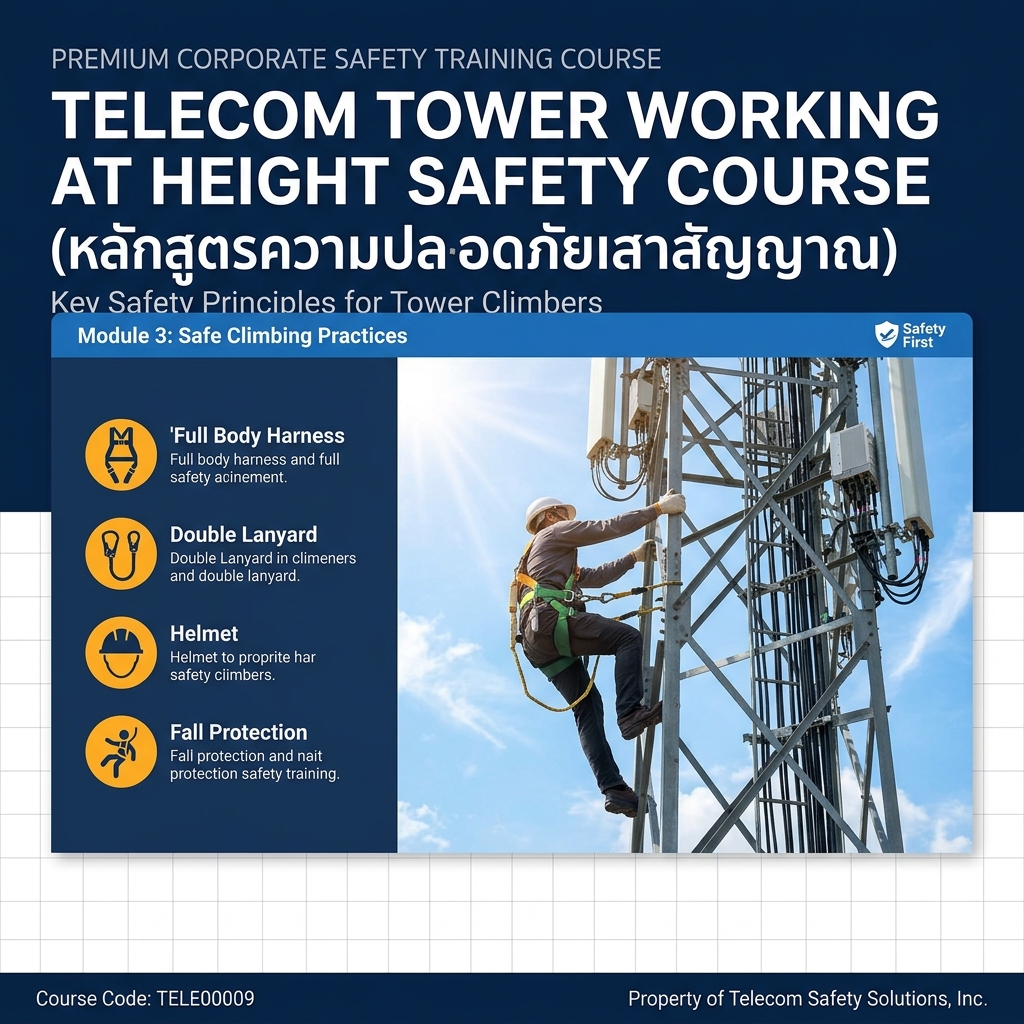 การปฏิบัติงานบนที่สูงอย่างปลอดภัยในงานเสาสัญญาณ (Telecom Tower Working at Height)